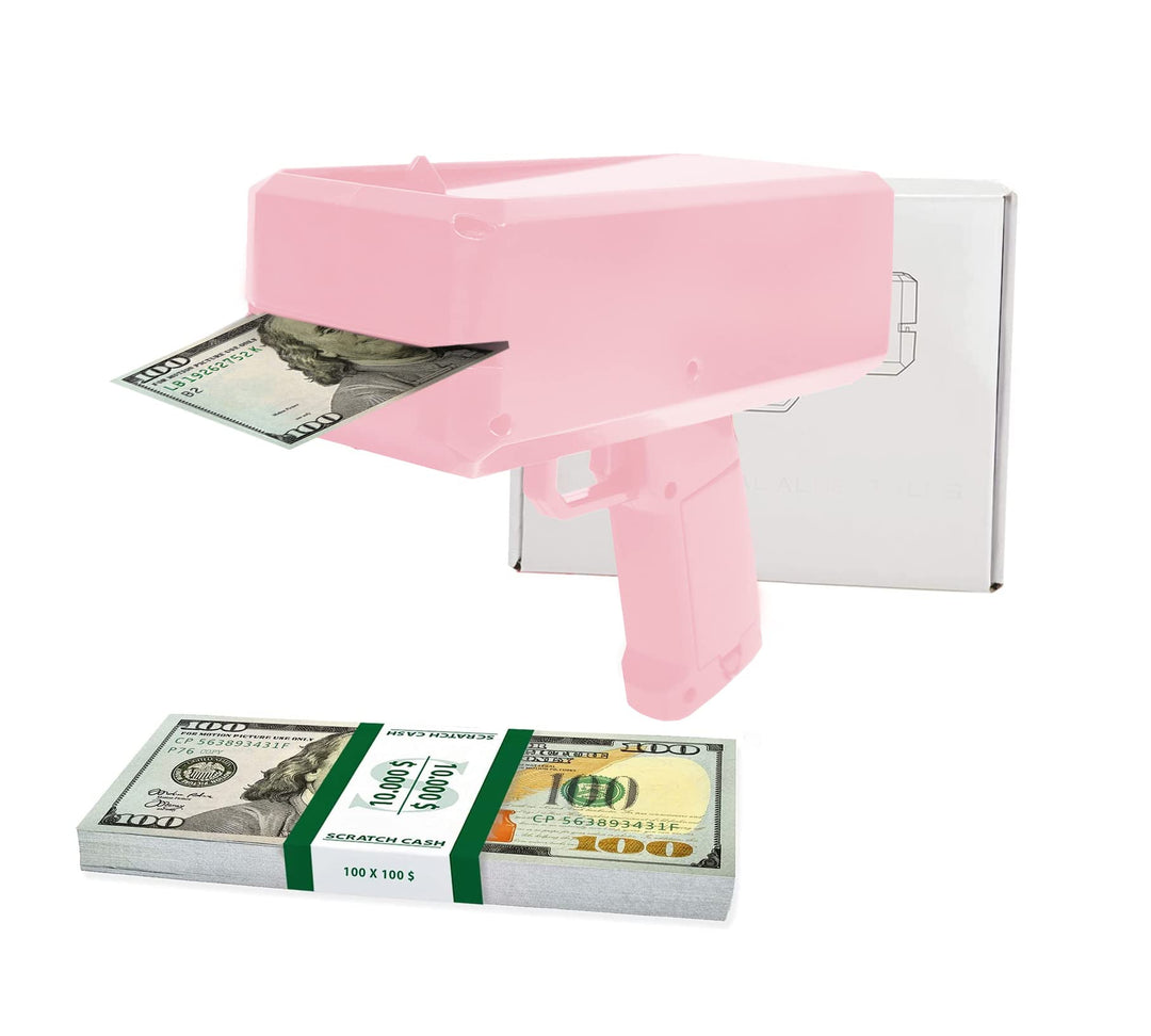 Scratch Lover Money Gun (Rosa) mit 100 x 100 Dollar Banknoten Scratch Cash (Geld zum Spielen)
