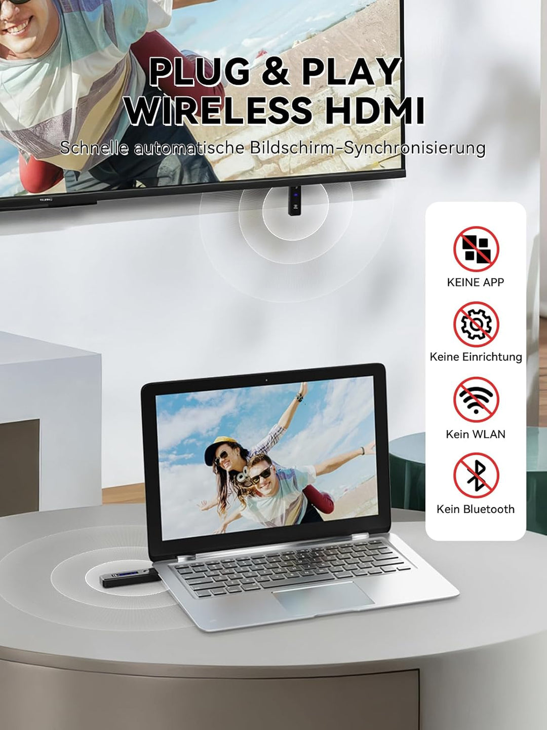 MOMAN HDMI Wireless 4K Decoding Wireless HDMI Transmitter and Receiver 196FT Funkübertragung Stabile