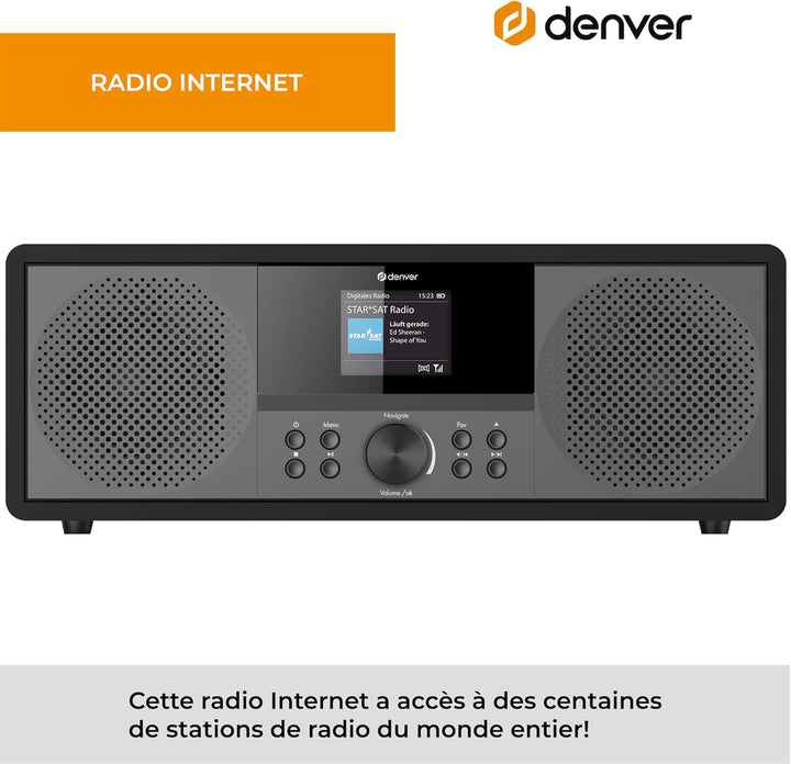 Denver MIR-270B Internet CD-Radio Internet, DAB+, UKW AUX, Bluetooth®, CD, Internetradio, UKW, schwa