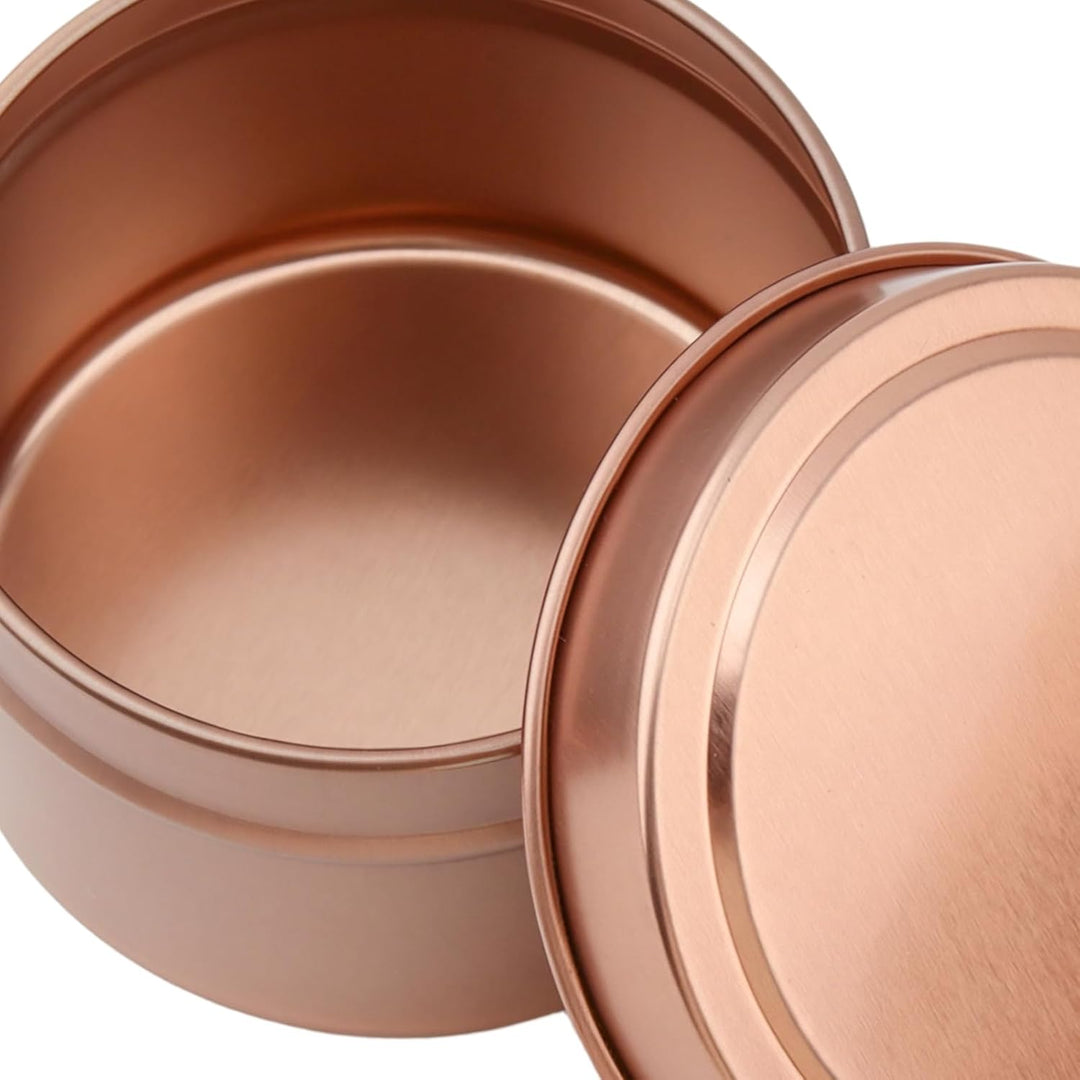 24 Stück 120ml Metall Kerzengläser mit Deckel Rosegold, Leere Kerzendosen zum Kerzen Giessen, Runde