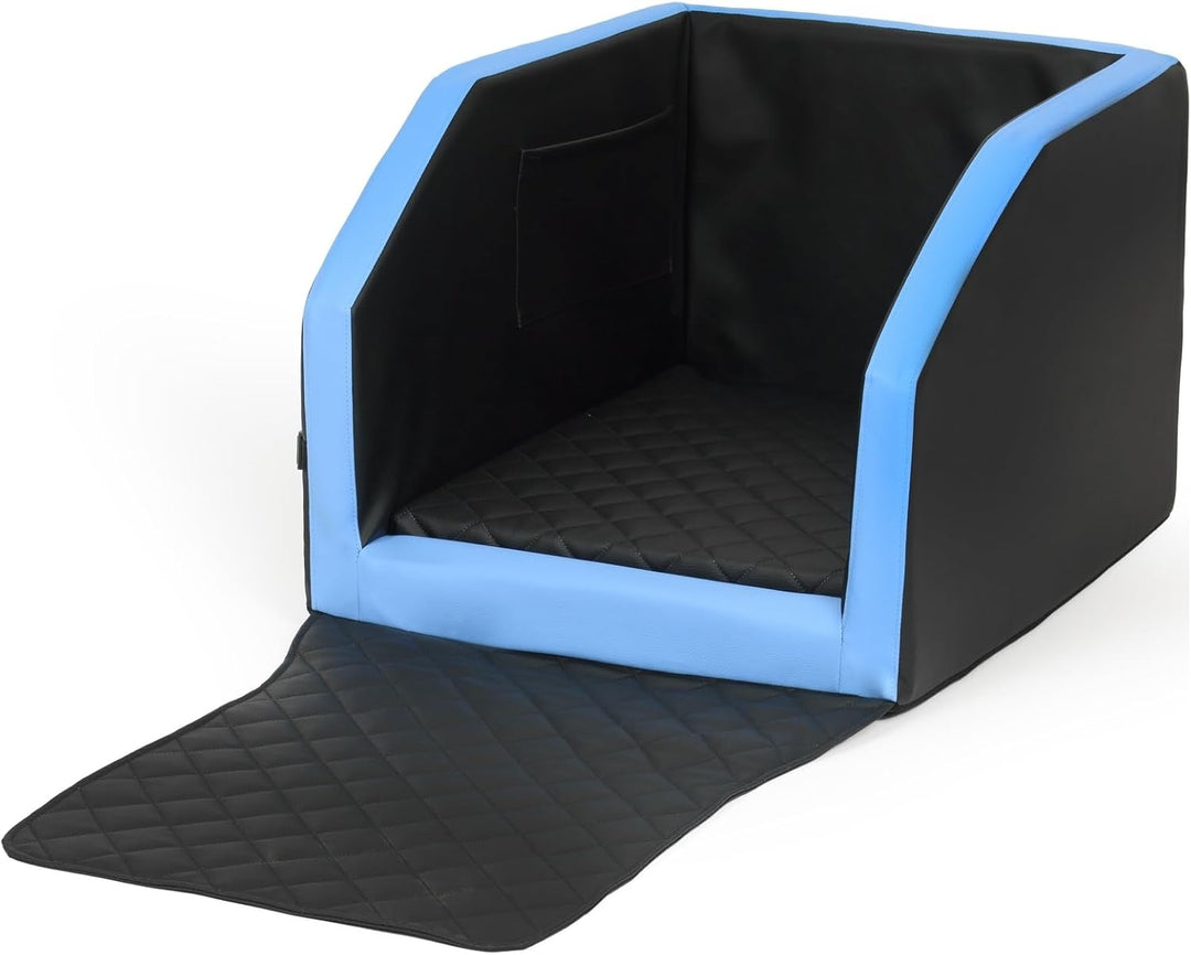 Autohundebett Hunde-Autositz Hundebett f. Rückbank Hundesitz Anschnallgurt 55x70 (Farbe: schwarz, bl