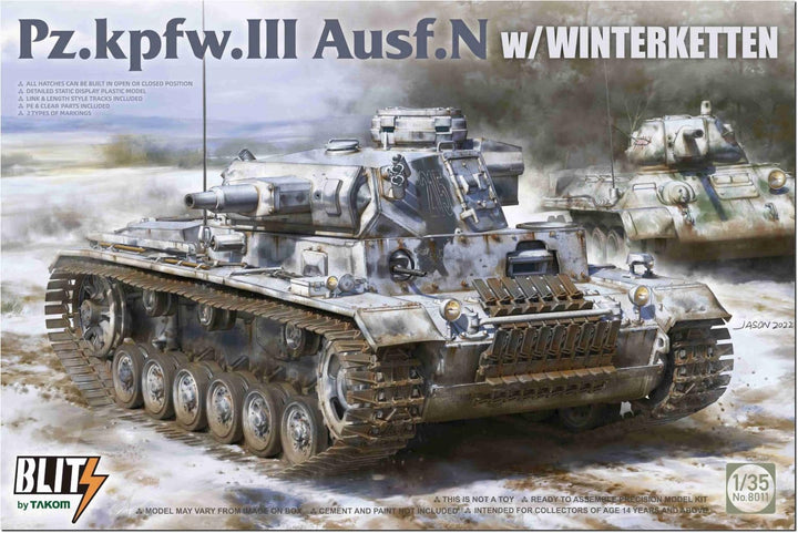 TAKOM TAK8011 Pz.Kpfw. III Ausf. N mit Winterketten Massstab 1:35 - Blitz by Plastikmodellbau