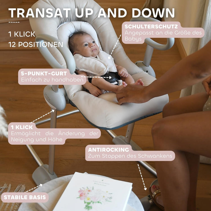 BÉABA Up & Down IV Babywippe – Höhenverstellbar, Unisex für Babys und Kleinkinder, 3 Neigungspositio