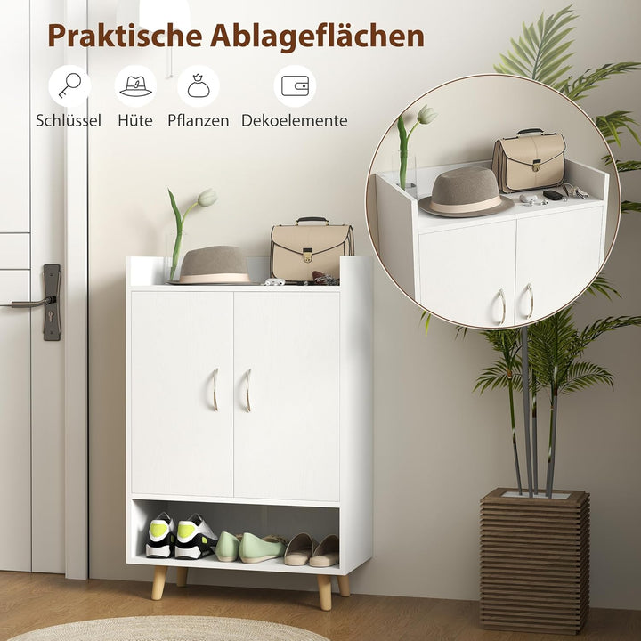 HOMCOM Schuhschrank Schuhregal Schmal mit 4 Fächern Schuhaufbewahrung für 12 Paar Schuhe, Flur und E
