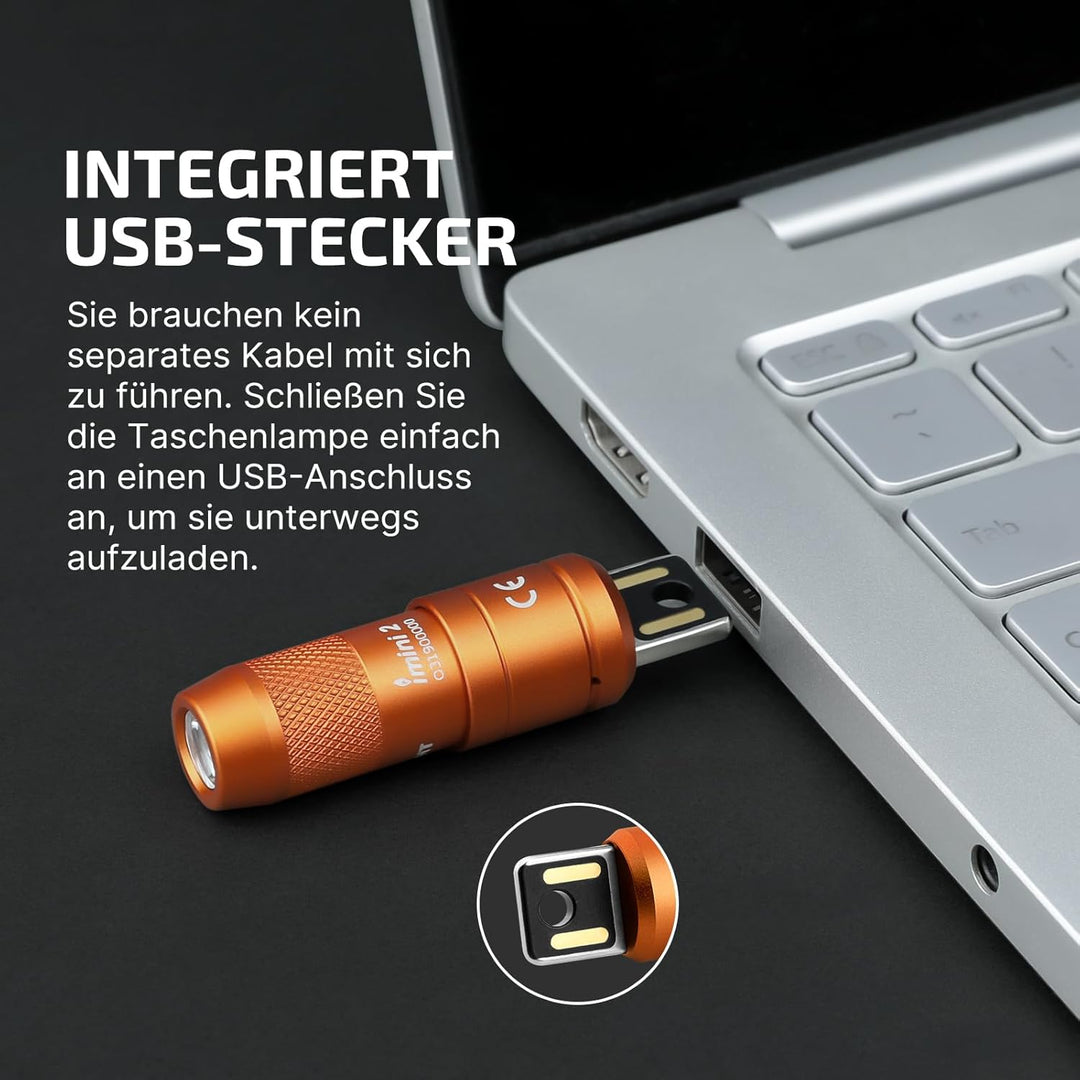 OLIGHT iMini 2 Mini LED USB-Aufladbare Taschenlampe Schlüsselhänger mit magnetischen Basis,50LM und1