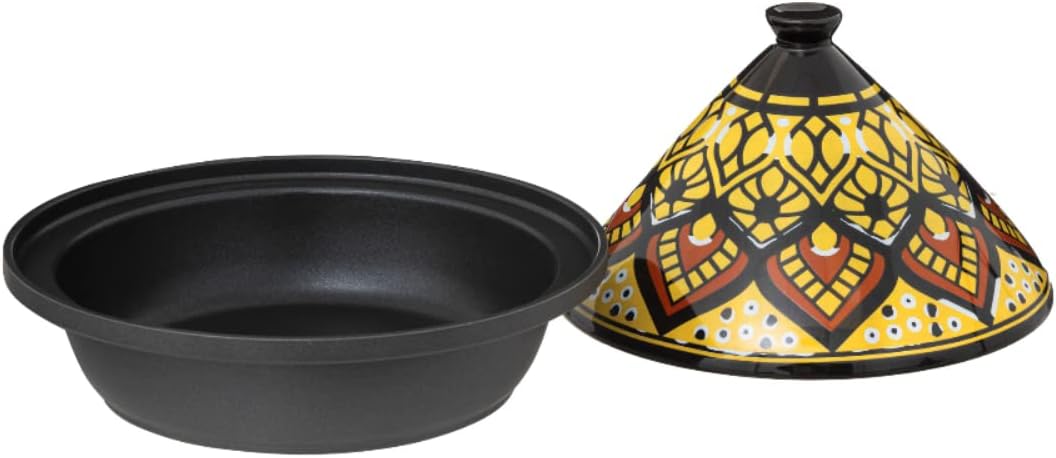 WEB2O Tajine Induktion und Glaskeramik, traditionell, Edelstahl, Gelb, 30,20 x 30,2 x 23 cm