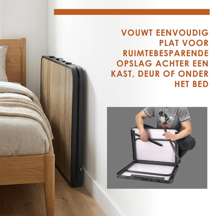 Campingtisch Faltbare 90 x 60 cm Holzoptik – Klapptisch mit verstellbarer Höhe 40/70 cm, für 4 Perso