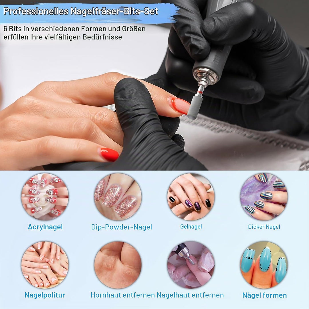 CGBE Nagelfräser Bits, 6 Stück Nagelfräser Aufsätze Schleifköpfe Hartmetall Maschine Zubehör für Man
