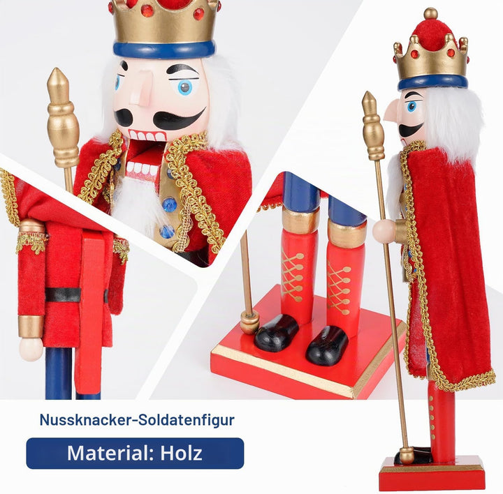 COMBIUBIU 38 cm Nussknacker Figuren Holz Nussknacker Soldaten,Traditionelle Weihnachten Nussknacker