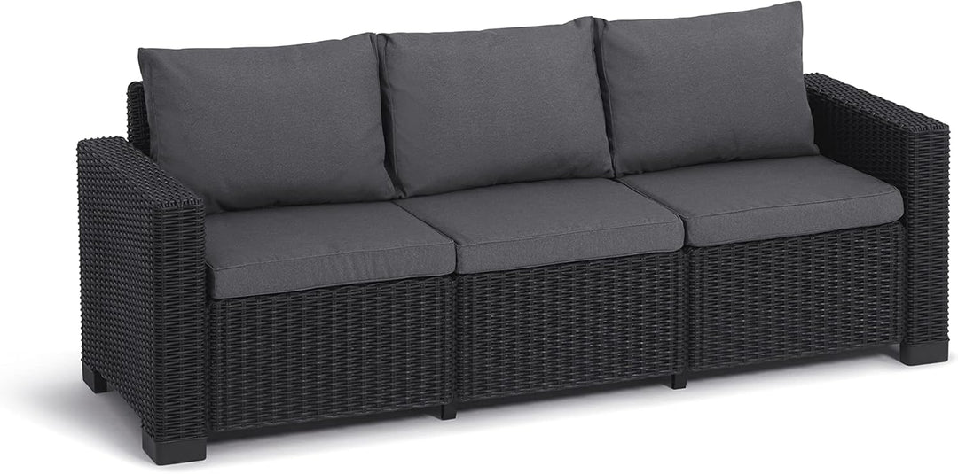 Keter Allibert by Gartenlounge Sofa California 3 Sitzer, Graphit/cool Grey,199 x 68 x 72 cm & Allibe