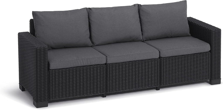 Keter Allibert by Gartenlounge Sofa California 3 Sitzer, Graphit/cool Grey,199 x 68 x 72 cm & Allibe