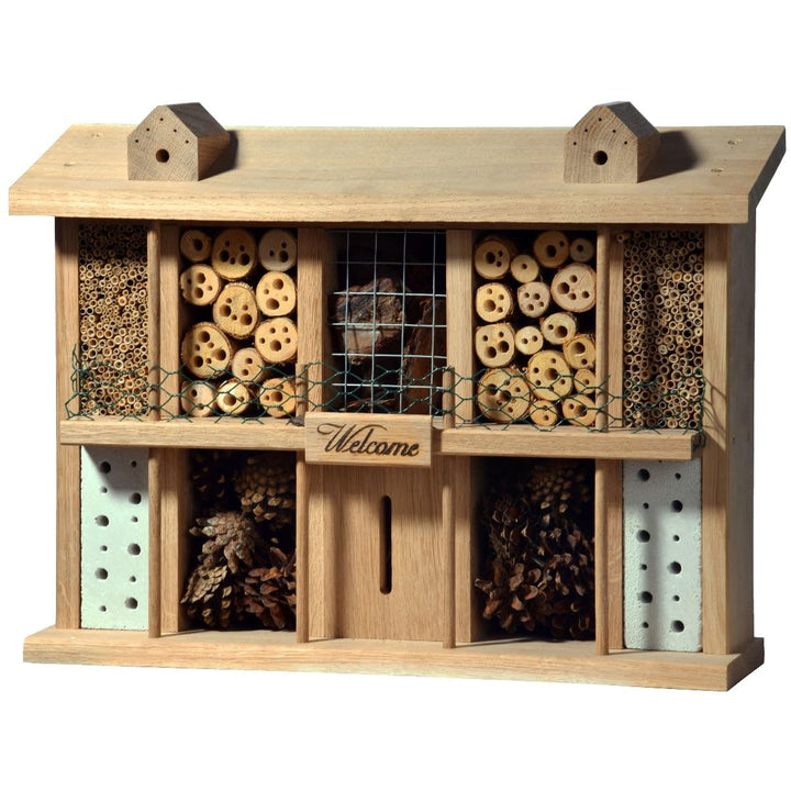 LUXUS-INSEKTENHOTELS 22625e "Landsitz Superior" aus massivem Eichenholz - Design Wildbienenhotel - I