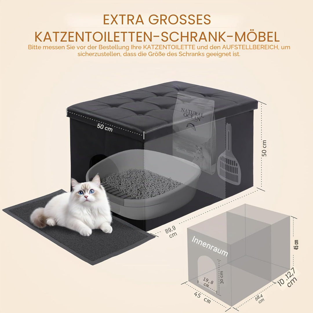 MEEXPAWS Katzenklo Schrank XXL, Katzenschrank für Katzentoilette, Verstecktes Katzenklo, Katzentoile