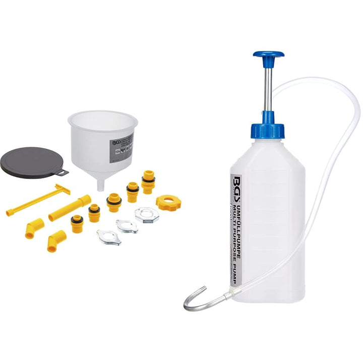 BGS 70000 | Kühlflüssigkeit-Einfülltrichter-Satz | 12-tlg. & 8356 | Umfüllpumpe | 1000 ml | für Öl,