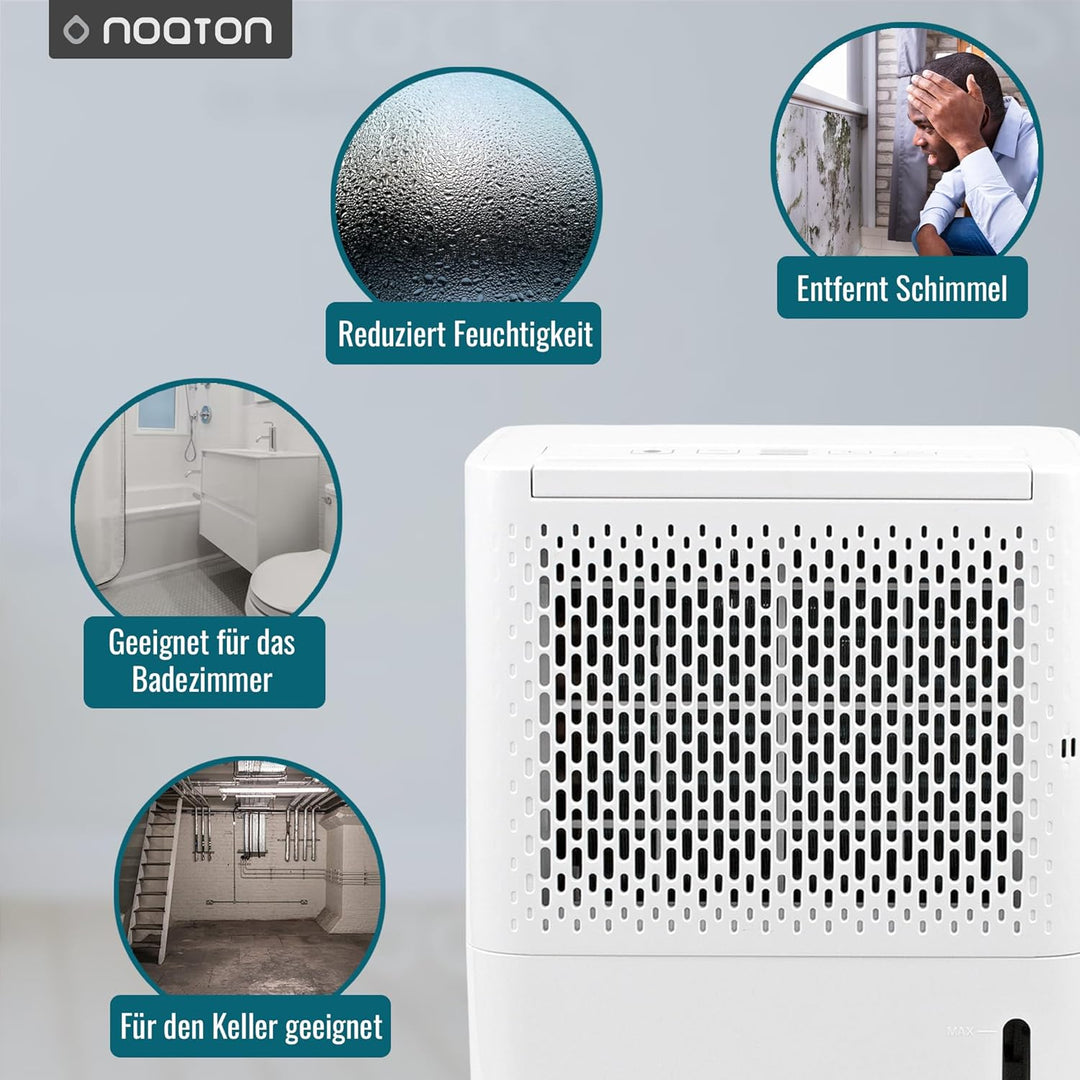 Noaton® DF 4110 Luftentfeuchter 11,5L/24h, Elektrischer Entfeuchter mit Ablaufschlauch, Automatische