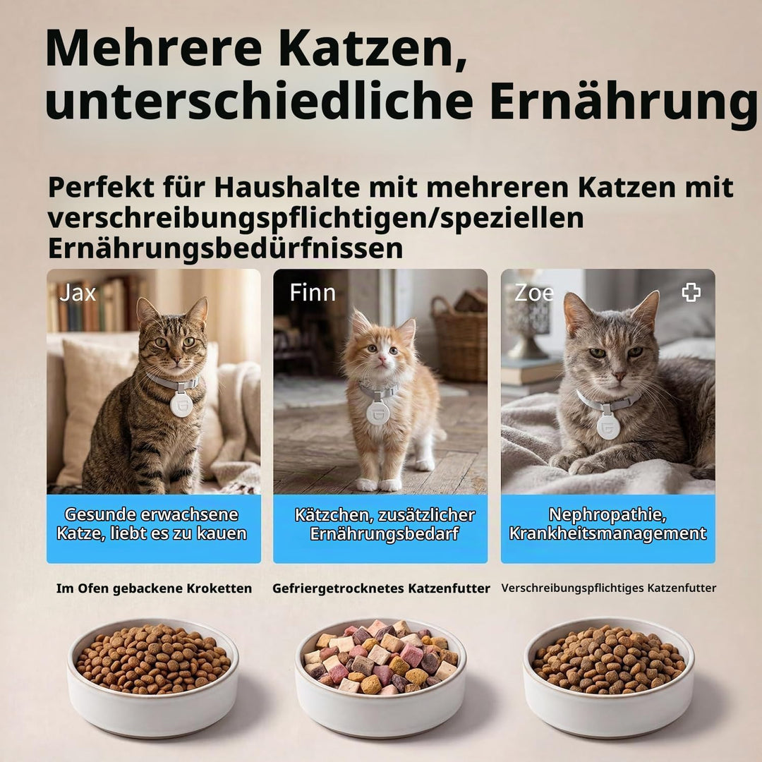 Futterautomat Katze RFID, 5G WiFi Futterspender Katze mit Collar-Tag-Sensor, 4.6L Katzenfutter Autom