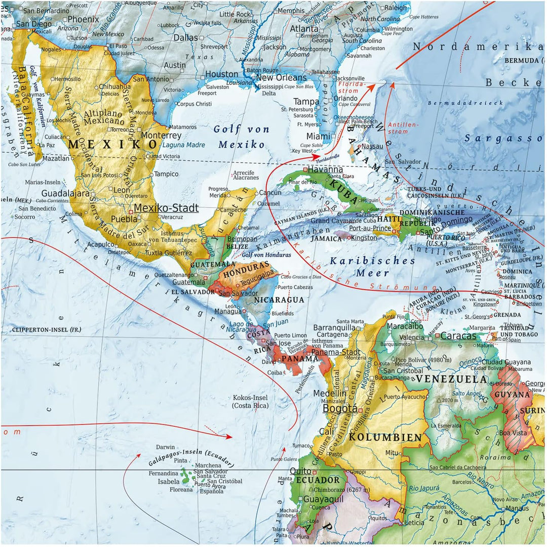 Politische Weltkarte, Grösse 120 x 80 cm, Stand der Weltkarte 2023, deutsch Papier 120 x 80 cm, Papi