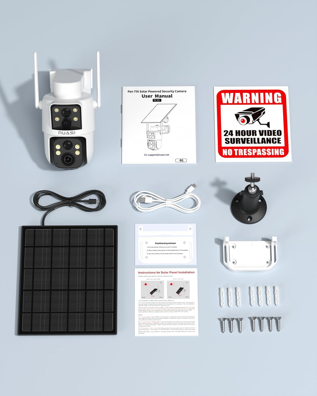 4G LTE Solar Überwachungskamera Aussen, 2K+2K Dual-Lens | PTZ Kamera, No WLAN kabellose Aussenkamera
