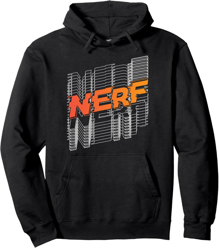 Nerf Stacked Silhouette Retro Nerf Action Logo Pullover Hoodie
