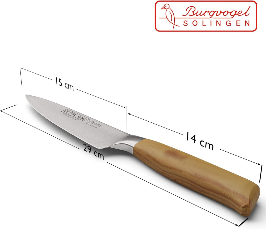 Burgvogel Solingen Kochmesser 15 cm geschmiedet Olivenholz, Oliva Line, rostfrei, deutsches Küchenme
