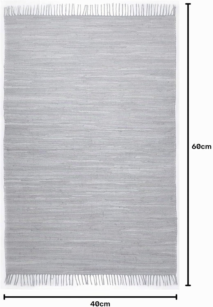 Theko | Dhurry Teppich aus 100% Baumwolle Flachgewebe Teppich Happy Cotton | handgewebt | Farbe: Gra