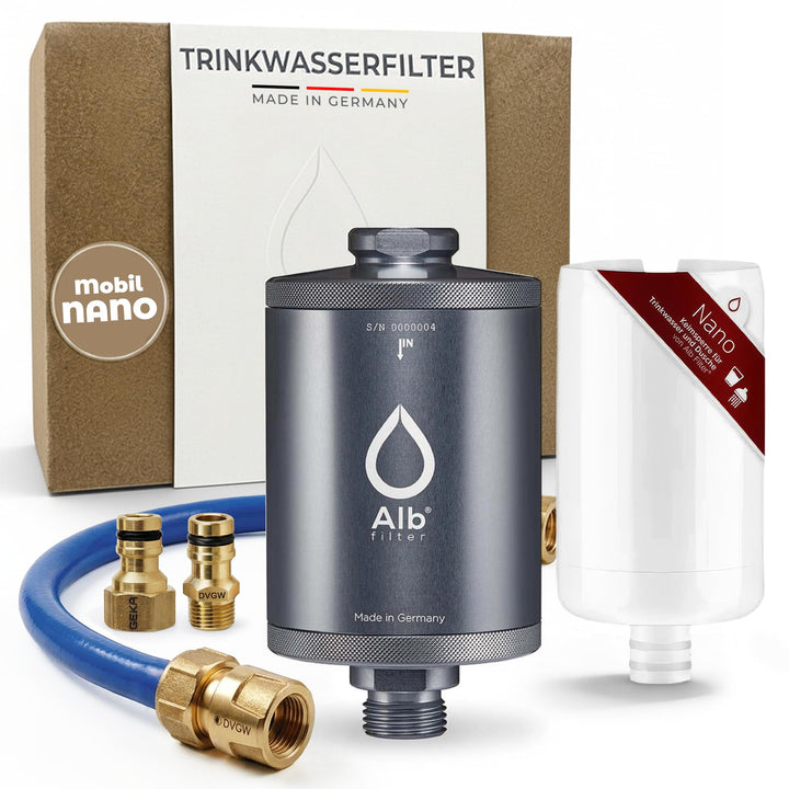 Alb Filter® MOBIL Nano Trinkwasserfilter | Bakterien, Keime und Anti-Legionellen-Filter | Boot, Camp