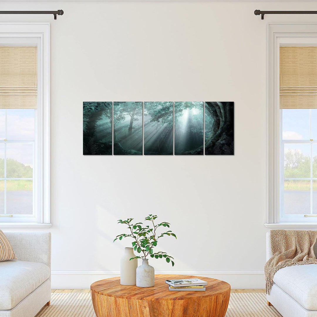 Runa Art Bild Wald Landschaft Wandbilder auf Vlies Leinwand 5 Teilig Wanddekoration Schlafzimmer Woh