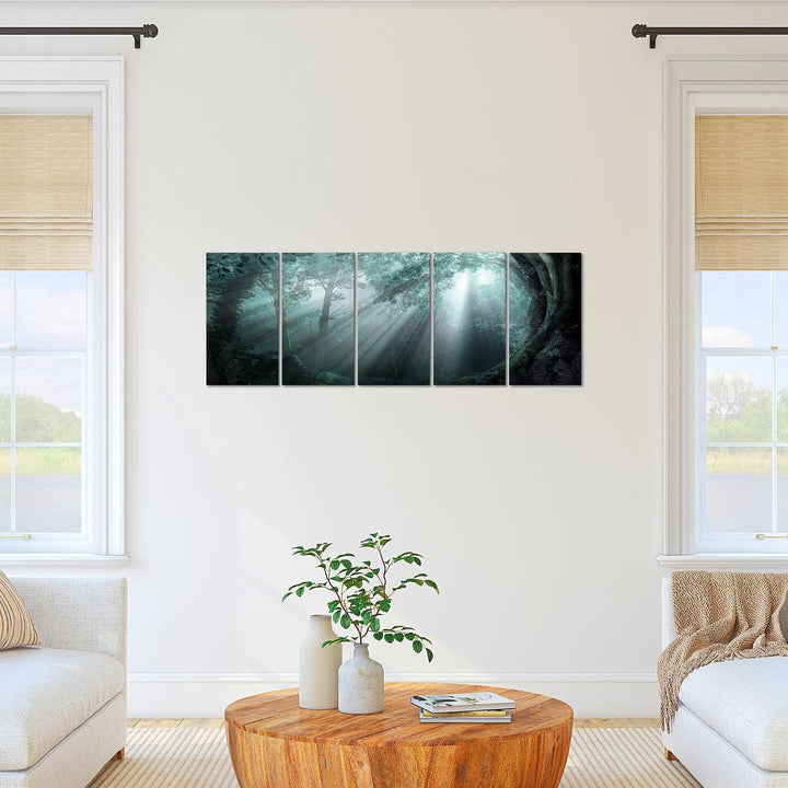 Runa Art Bild Wald Landschaft Wandbilder auf Vlies Leinwand 5 Teilig Wanddekoration Schlafzimmer Woh