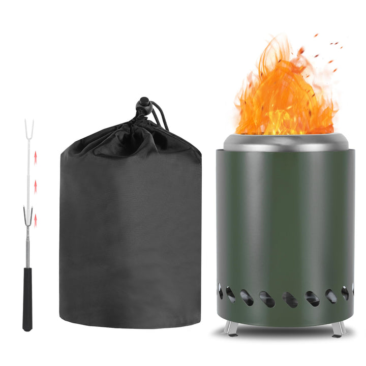 Rauchfreie Feuerstelle für Camping, Edelstahl Tischkamin, Tragbare Mini Feuertonne 14cm ⊘ * 20cm H B