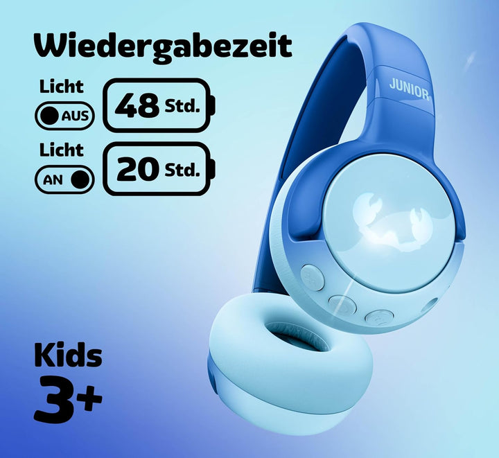 Fresh 'n Rebel Code Junior, kabellose Bluetooth-Kopfhörer für Kinder, sicherer Klang (, Wavy Water