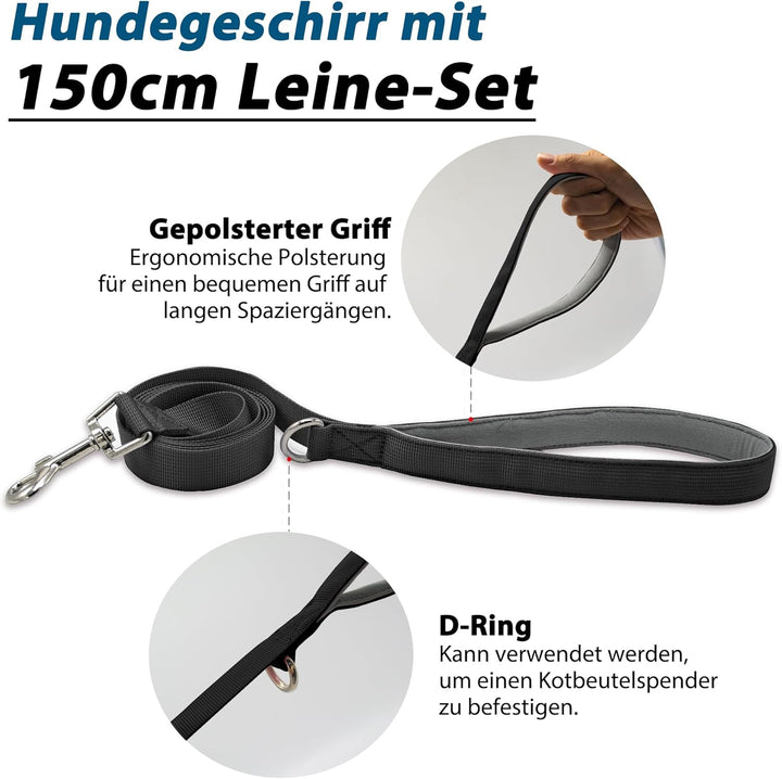 Wuffley Hundegeschirr mit Leine, Sicherheitsgeschirr Hund Ausbruchsicher, Anti Zug Hundegeschirr mit