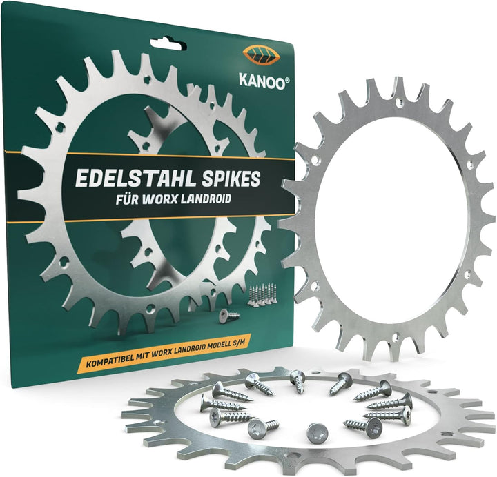 kanoo® Mähroboter Spikes Edelstahl für Worx Modell S/M - inkl. Schrauben - Landroid Zubehör zur Tran