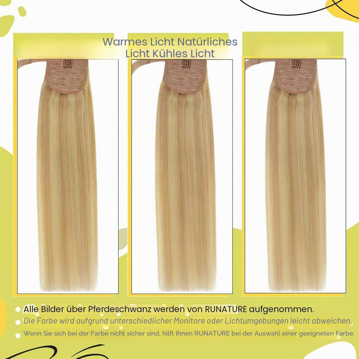 RUNATURE Echthaar Zopf Echte Haare Ponytail Extensions Echthaar Haar Pferdeschwanz Extensions Echtha