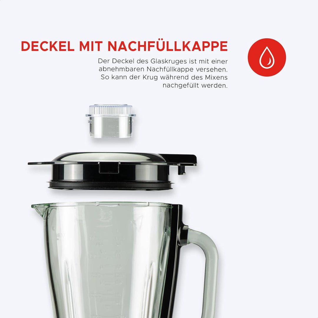 Bourgini Power Blender 1.75L- Standmixer Glas - 1000 Watt - Mixer Smoothie maker - Blender to go mit