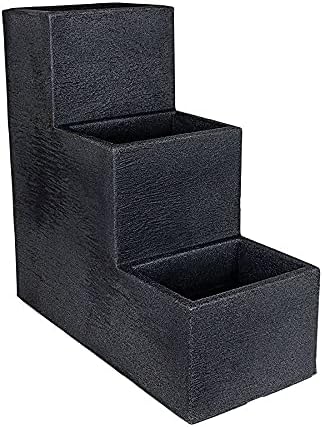 Spetebo 3er Blumentreppe anthrazit - 60x59x27 cm - XXL Kunststoff Blumenkübel Pflanztopf Pflanzkübel