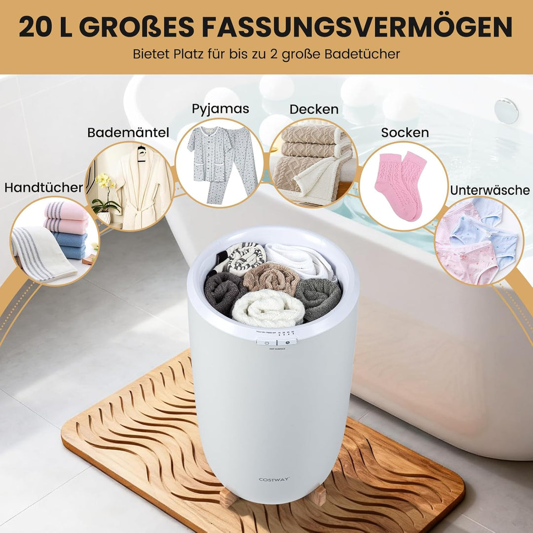 COSTWAY 20L Handtuchwärmer, Deckenwärmer mit Timer &amp; automatischer Abschaltung, Handtuchbehälter ele
