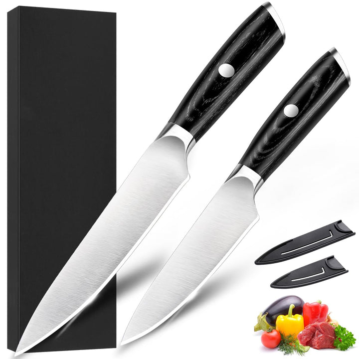 Messerset 2 pcs, Profi Universalmesser 13 cm und Scharfes Schälmesser 9 cm aus Deutschem EN1.4116 Ed