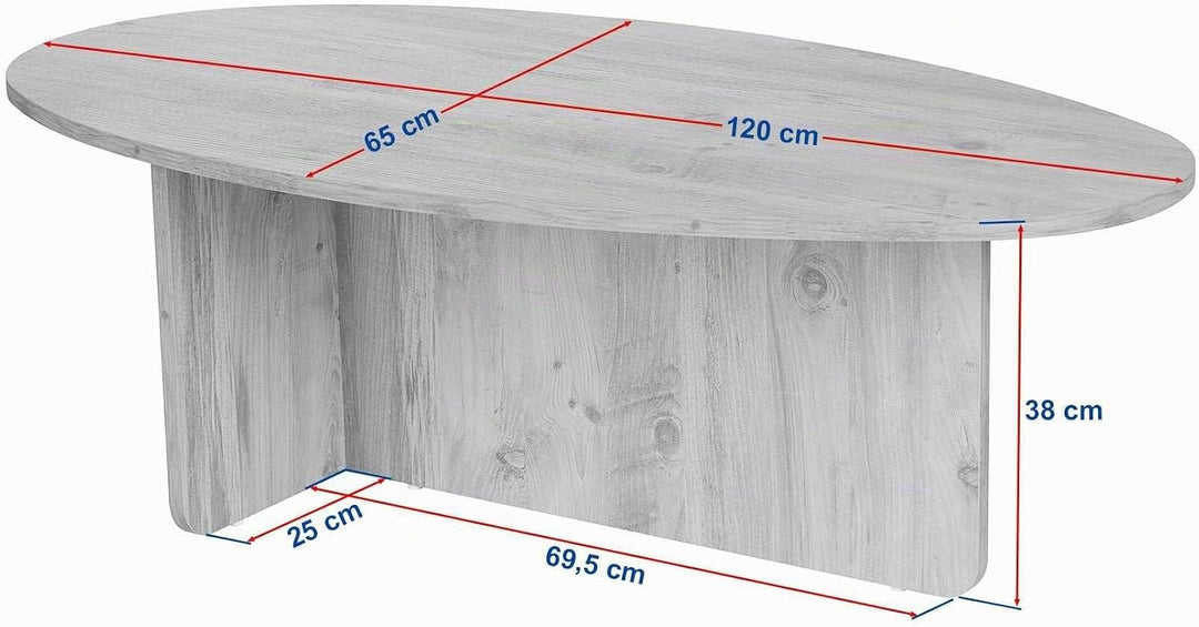Stilvoller Couchtisch, Travertine-Farbe, 120 x 40 x 65 cm | 100% melaminbeschichtete Spanplatte, 18
