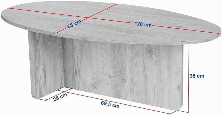 Stilvoller Couchtisch, Travertine-Farbe, 120 x 40 x 65 cm | 100% melaminbeschichtete Spanplatte, 18