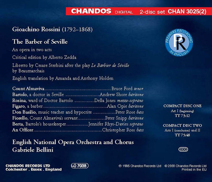 Opera In English - Der Barbier von Sevilla (Gesamtaufnahme), Audio-CD