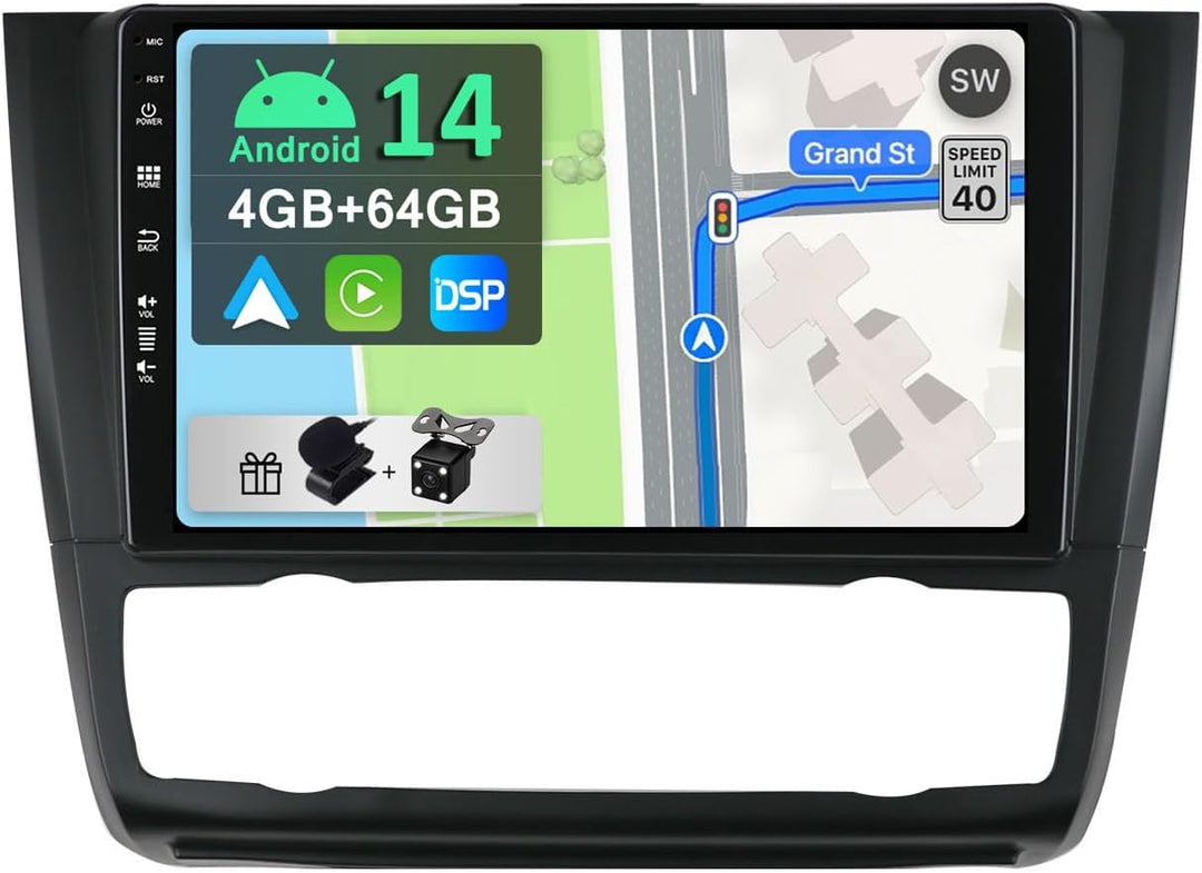 YUNTX [4GB+64GB] Android 12 Autoradio für BMW 1 Series E81 E82 E87 E88 (2008-2012)-2 Din-[Integriert