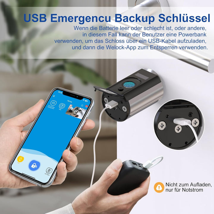 WELOCK Touch63 Türschloss Fingerabdruck,mit RFID Karte,APP,WiFi,Fingerabdruck Schloss haustür IP65,E
