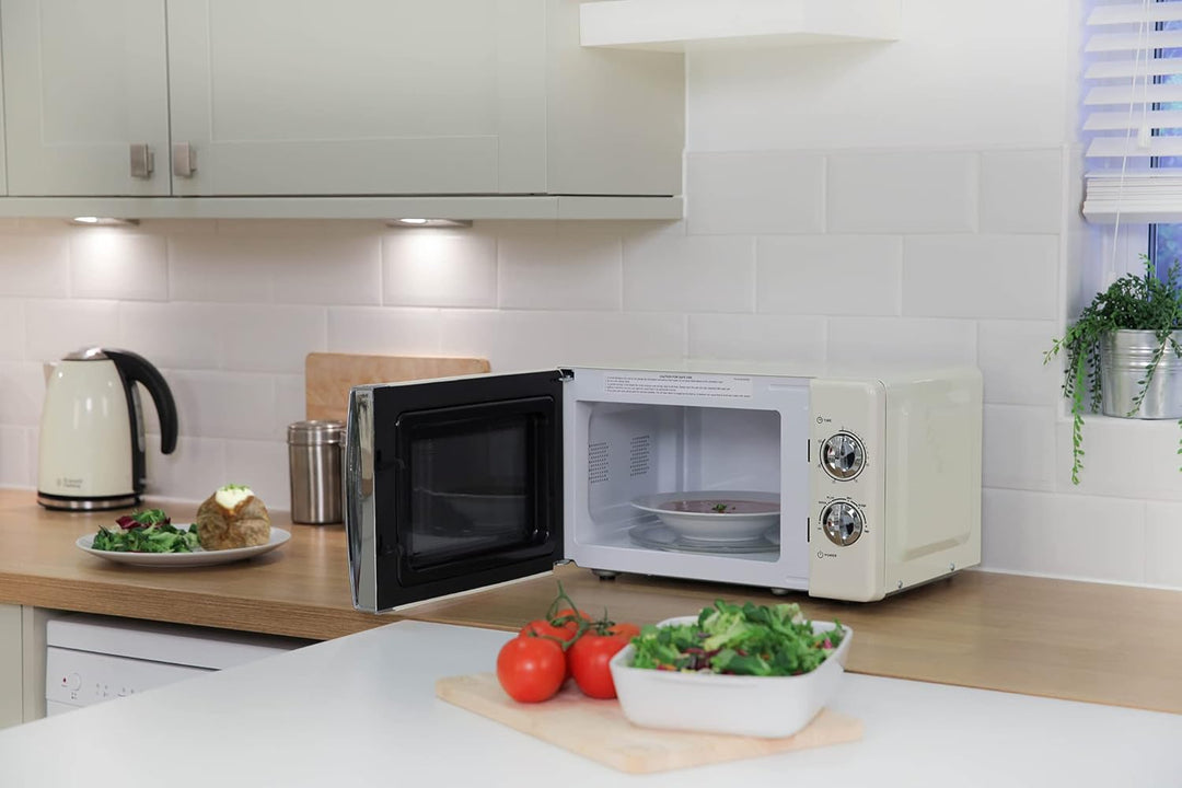 Russell Hobbs RHMM701C Manuelle Solo-Mikrowelle mit 5 Leistungsstufen, Klingelton und Timer, Auftauf