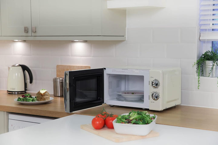 Russell Hobbs RHMM701C Manuelle Solo-Mikrowelle mit 5 Leistungsstufen, Klingelton und Timer, Auftauf