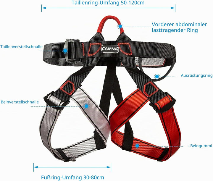 EUNEWR klettergurt kinder Klettergurte Befestigender Klettergut,Für Frauen, Männer und Kinder halber