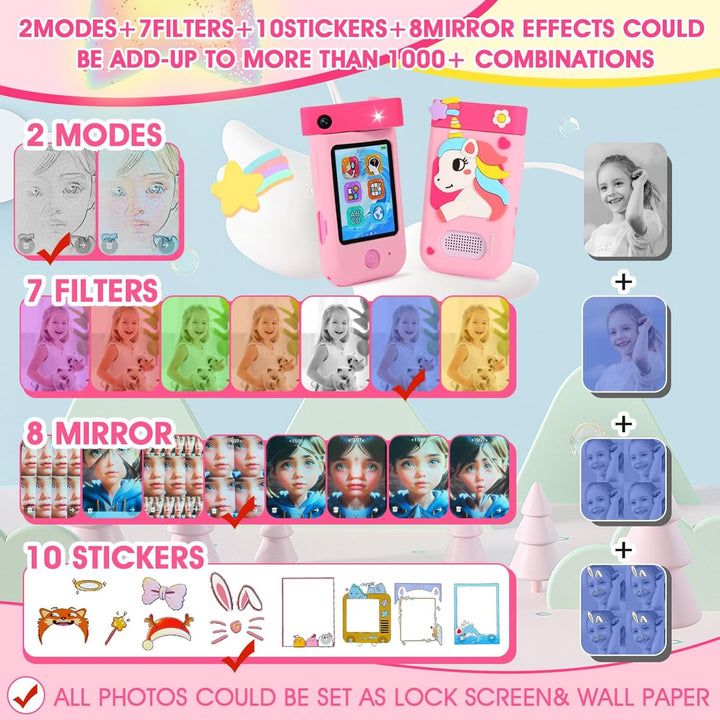 ARNSSIEN Kinderkamera,Kinder Handy Smartphone,2.8&
