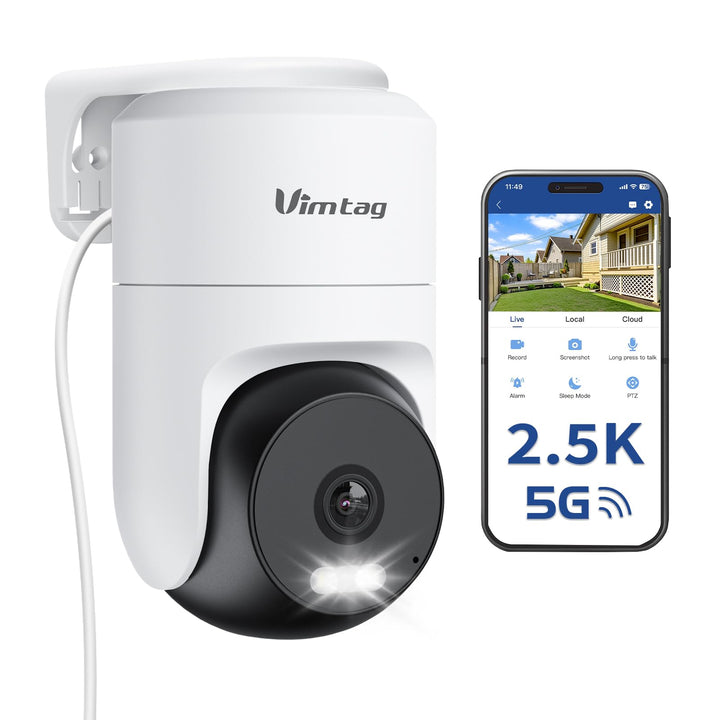 VIM TAG 2,5K Überwachungskamera Aussen, 5G WLAN Kamera Überwachung Aussen,360°PTZ-Aussenkamera mit F
