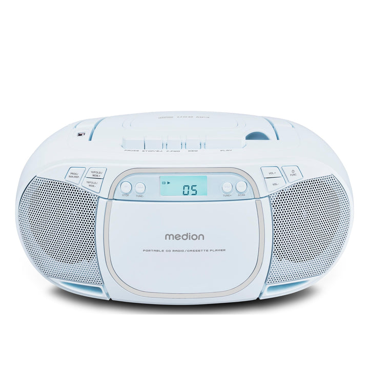 MEDION E66476 Stereo Sound System (Boombox, CD-Player, MP3, Kassette, tragbarer Kassettenspieler für