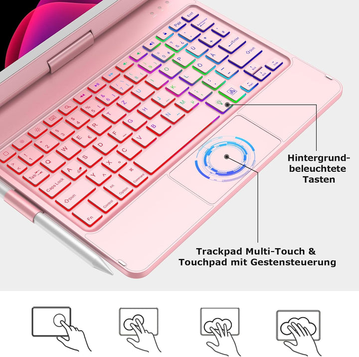 CC Store Hülle mit Tastatur für iPad 10.2, 360° Drehbare Touchpad Tastatur für iPad 9/8/7 Generation