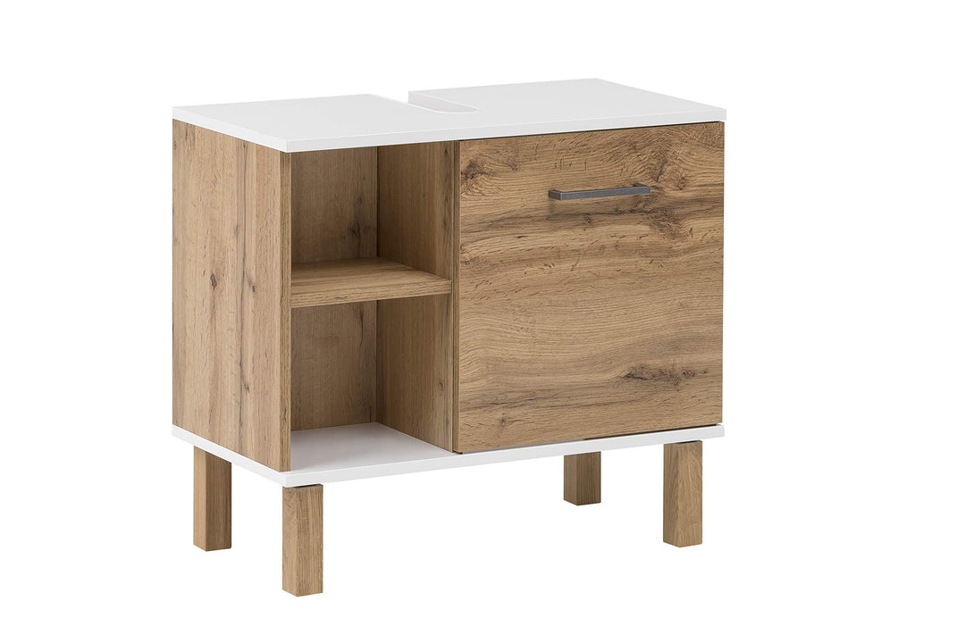 Schildmeyer Waschbeckenunterschrank 147630 Wido, Eiche Landhaus Dekor/weiss, 60 x 65,2 x 35 cm